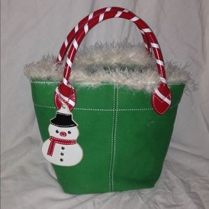 Christmas Purse with feather trim.